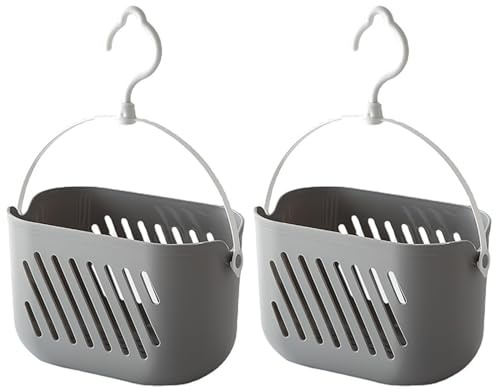 Orrdiffi 2 Piezas Cesta Ducha Colgar de Plastico,Organizador de Ducha Colgante,Cesta Multifuncional para Mango per Baño,Dormitorio,Cocina,Campo,Gimnasio,Organizador Estantería Ducha sin Taladrar(Gris