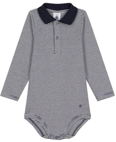 Petit Bateau A0BQE Body A Maniche Lunghe Con Collo Alto Bimbo 0-24 Smoking/Marshmallow 24 Mesi