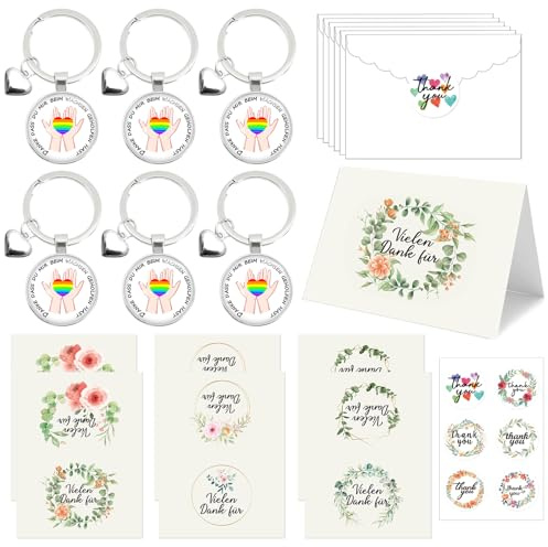 JOKILY Gåvor till utbildare, lärare gåva nyckelring, tackkort, kuvert, presentetiketter, avskedspresent till kollega vänner medarbetare lärare, 1, 1