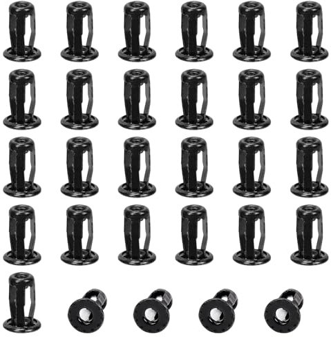 Swpeet 25 tuercas de gato huecas M4, anclajes de pared huecos, tuercas de pétalo, tornillos de tuerca de anclaje, broca Phillips ciega, vástago hexagonal para hierro de pared hueca