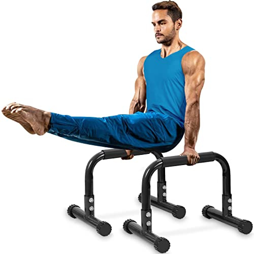 TABEKE Push Up Bar, 12 High Parallettes Bars & Dip Bar With Full-Cover Foam Handles, No Wobbling Calisthenics Equipment For Handstand, L-Sit, Gymnastics, Strength Training Home Gym