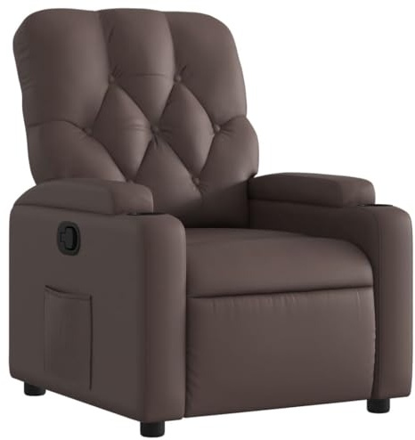 vidaXL Sillón Reclinable, Silla con Respaldo Reposabrazos, Sillón de Televisión Relax Descanso, Asiento para Salón, Cuero Sintético Marrón