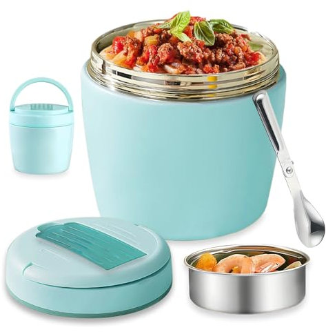 Thermobehälter Für Essen, 1.2l Thermoschüssel, Thermo Lunchbox, Thermobecher Essen Mit Faltbarem Löffel, Warmhaltebehälter Essen Für Warmhalten Von Speisen Und Suppen Verwendet