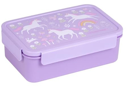 A LITTLE LOVELY COMPANY Bento - Fiambrera Diseños – Fiambrera, caja de almuerzo, caja de desayuno, caja de aperitivos para niños (Purpura)