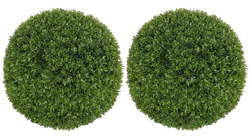 HOMCOM 2er-Set Künstliche Buchsbaumkugel groß Ø40 cm, Kunstpflanze UV-beständig, Plastik Künstliche Pflanzen im Topf, Fake Plant wie echt für Wohnzimmer Schlafzimmer Büro Garten Deko Geschenk