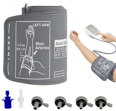 Replacement Extra Large Cuff Compatible with Omron BP Monitors, Adjustable 22-52cm Universal Arm Cuff, for Blood Pressure Monitors Large Cuff Includes 6 Connectors Adult Enlarged Cuff (22-52cm)