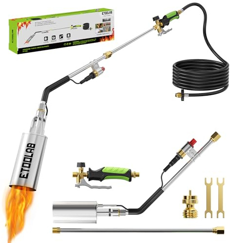Torcia a propano con bruciatore per erbacce ad alto rendimento, con accensione automatica e grilletto turbo, torcia resistente per diserbo, neve sciolta, barbecue, lavori di asfalto sul tetto