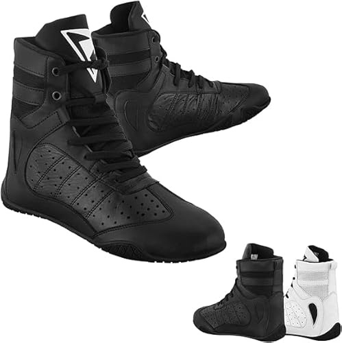 Lightweight High-Top Boxing Boots with Ankle Support Non-Slip Sole, and Breathable mesh Comfortable Training Shoes for Boxing (Black, UK Footwear Size System, Adult, Men, Numeric, Medium, 10)
