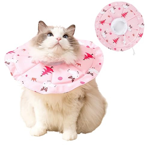 Katt halsband, justerbar kattkrage, läckageskydd katt, halsband katt vattentät för katter, valpar och små hundar efter operation, lätt och andas, rosa