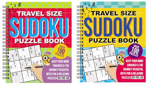 Sixstore Lot de 2 Livres de Jeux Sudoku Format Voyage A5 à Spirale | Multicolore, Jeux de Réflexion avec Chiffres