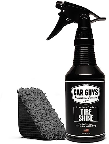CAR GUYS Spray brillance pour pneus | La brillance parfaite | Pansement durable et convivial | Protection UV durable pour pneus, roues et caoutchouc noirs | Kit de 510,3 g avec tampon applicateur