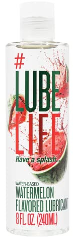 LubeLife Water-Based Watermelon Flavored Lubricant, Personal Lube for Men, Women and Couples, Made Without Added Sugar, 8 Fl Oz