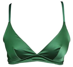 SilRiver Women's Silk Soft Cup Wireless Bralette Smooth Satin Top Geen L