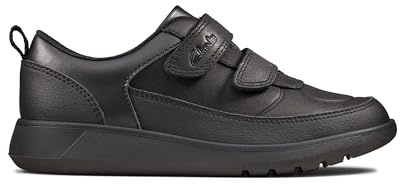 Clarks Boy's Scape Flare Low Top Sneakers, Black Black Leather Black Leather, 12 UK Child