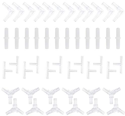 LYTIVAGEN 48 Stück Aquarium Luftpumpe Zubehör Aquarium Schlauchverbinder Steckverbinder Fish Tank Luftschlauch Adapter I/L/T/Y Förmige Schlauch Verbinder für 6mm Aquarienluftschlauch