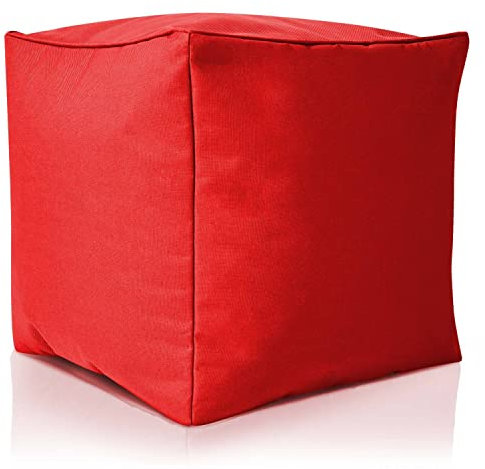 Green Bean Outdor Pouf-Hocker 40x40x40cm mit EPS-Perlen Füllung - Erweiterung & Addon für Sitzsäcke: Fußhocker Fußkissen - Bodenkissen Kinder & Erwachsene - Fußablage Sitzkissen Rot