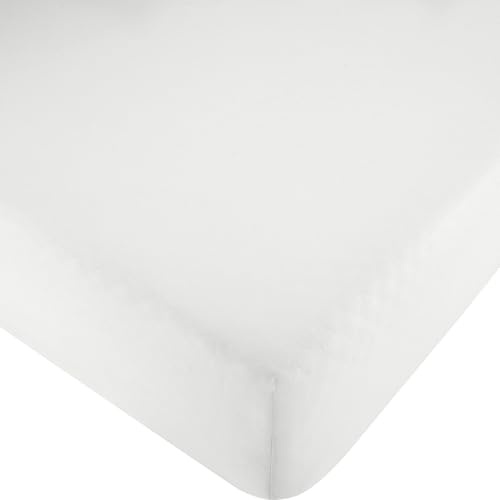 Erwin Müller Spannbettlaken, Spannbetttuch Renforcé Würzburg, Uni weiß - Kochfest Größe 190x200 cm - 200x200 cm - strapazierfähig, formbeständig, mit Rundumgummi