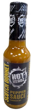 Hot-Headz! Scotch Bonnet Pepper Sauce 148ml Bottle Full Flavoured with 50% Fresh Scotch Bonnet. Add A Bold & Spicy Kick to Any Dish. Hot Sauce for Cooking, Marinade, Seasoning & Adding Extra Flavour.