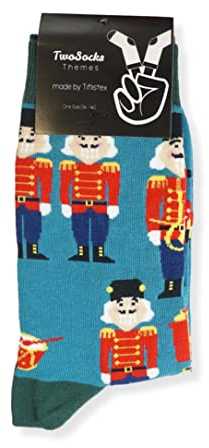 TwoSocks Nussknacker Figur Weihnachtssocken Damen und für Herren Weihnachtssocken Unisex One Size (Nussknacker)
