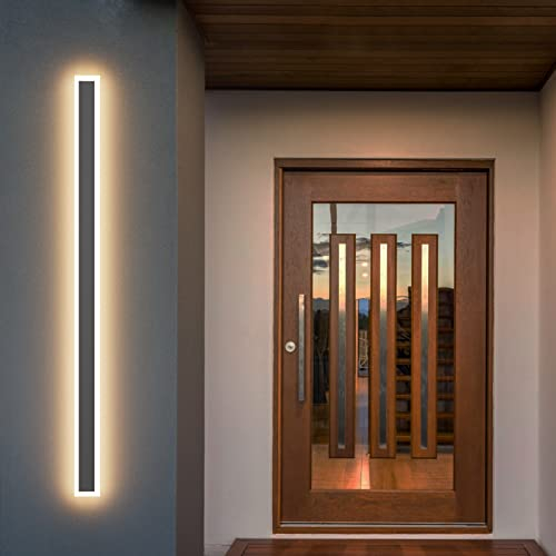 Klighten LED Wandleuchte Lange Wandlampe IP54 Dunkelgrau Wasserdicht Innen und Außenbereich Eisen-Acrylplatte Wandbeleuchtung für Gärten Villa, Terasse, Korridor, 150CM/45W,Warmweiß 3000K