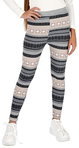 hi! mamma flickor extra tjocka varma leggings vinter termiska byxor med päls inuti barn fleecefodrade plyschbyxor julmönster enfärgade vardagsbyxor till skolan 3-14 år, Mönster 6, 11-12 År