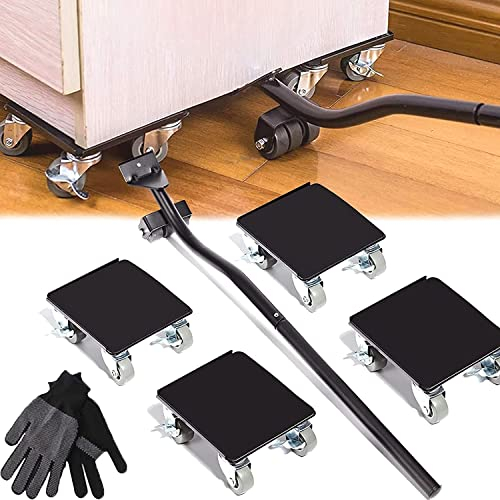 Möbelroller Transportroller, Möbelheber Möbelbeweger 800kg Tragkraft rutschfeste Beschichtung Schweres Möbelbewegungswerkzeug mit 4 Dollies 1 Lifter 1 Paar Handschuhe für leichtes Verschieben Möbeln
