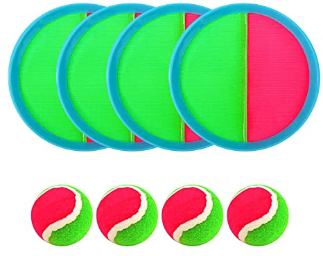 Jeu de Lancer et d'attraper. Jeu de Lancer et d'attraper. Jouet de Balle à Lancer pour Les Enfants. avec 4 pagaies et 4 balles. Idéal pour Les Jeux de Plein air dans Le Jardin et sur la Plage.