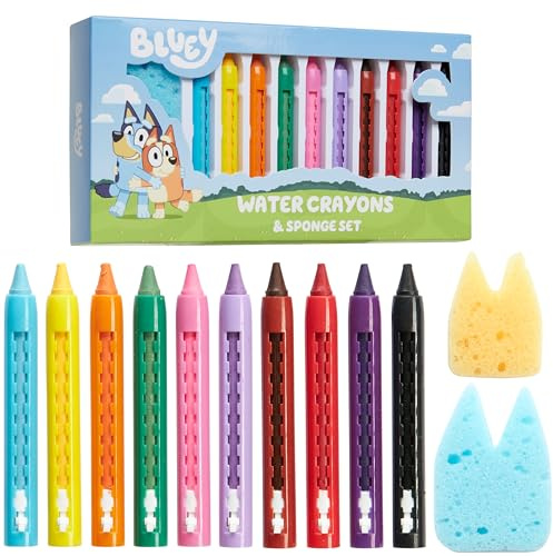 Bluey Bath Crayons for Kids Toddlers, Water Colouring Set Bath Toys Washable Non Toxic Easy Grip, Kids Gifts