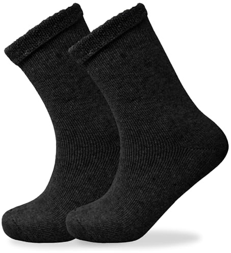 Towelogy 1 Pair Mens Diabetic Merino Wool Socks Super Soft Loose Top Winter Thermal Bed Socks UK Size 6-11 (UK, Numeric, 6, 11, Regular, Regular, Black)