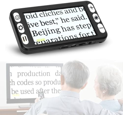 Aide à la Lecture électronique de 5,0 Pouces, loupe numérique Portable pour Personnes âgées, Zoom 2-48x, Mode 26 Couleurs, Électronique Visuelle pour Déficients Visuels,Black