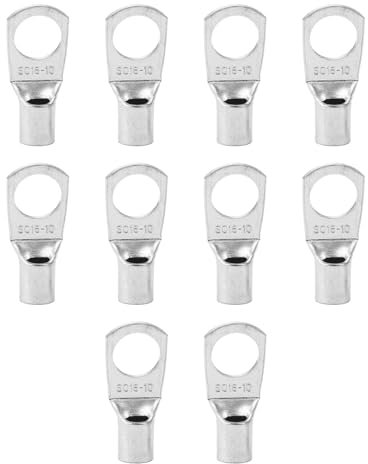 Tabanzhe 10PCS Cable Lugs M8 – Copper Battery Lugs, Tinned Crimp Lugs, SC16-8 Battery Cable Ends Ring Terminals for Car, Boat, Electric Auto