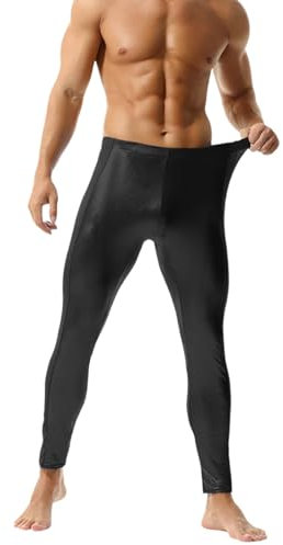 YOSUWOAI Herren Strumpfhosen Glänzend Leggings Männer Hoher Taille Lang Hose Bequem Feinstrumpfhose Elastische Enge Fitness Hose Atmungsaktiv Sport Freizeithose Weich Sporthose