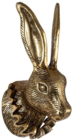 Creative Co-Op Cast Aluminum Rabbit Head with Ruff Collar Wall Décor, Antique Brass Finish