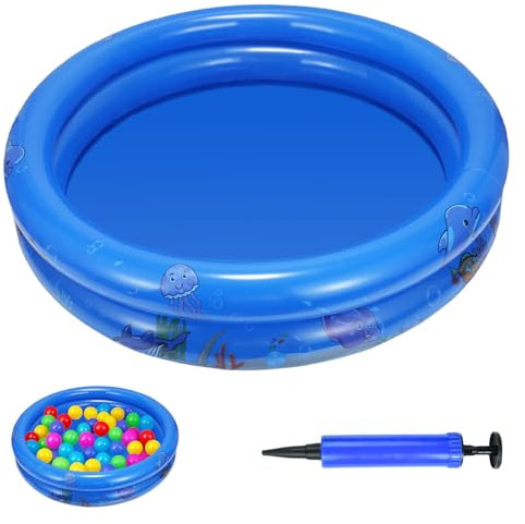 Aufblasbare Pool, Planschbecken für Kinder, Planschbecken Klein, 90cm Durchmesser, Aufblasbares Schwimmbecken Kinder, Kinderpool Aufblasbar für Outdoor, Garten