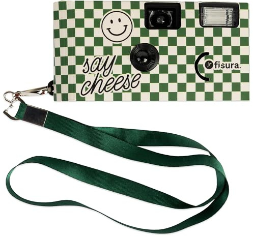 Fisura – Originale einwegkamera say Cheese!. Einwegkamera mit Blitz. 17 Aufnahmen in schwarzweiß. Haken enthalten. Ideal für Hochzeiten oder Partys.