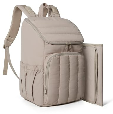 BAGSMART Diaper Bag Backpack, Large Baby Diaper Bag, Quilted Puffy Baby Bag for Mom with Quick-access Insulated Pockets, Lightweight Versatile Travel Backpack