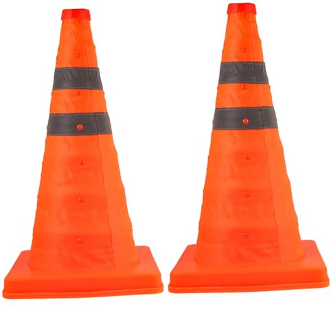 LIGIGWASH 2 pièces Cônes de Signalisation Extensibles Pliables Orange Cônes de Sécurité Routière Réfléchissants pour Parking et Entraînement Sportif et PP