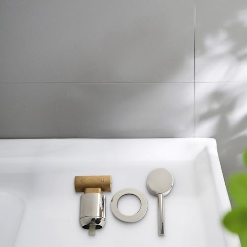 Miscelatore a leva singola manuale a scomparsa, rotondo, in ottone, per il controllo dell'acqua fredda, per bagno, con valvole di spegnimento, disponibile in nero cromato con finitura oro (cromato)