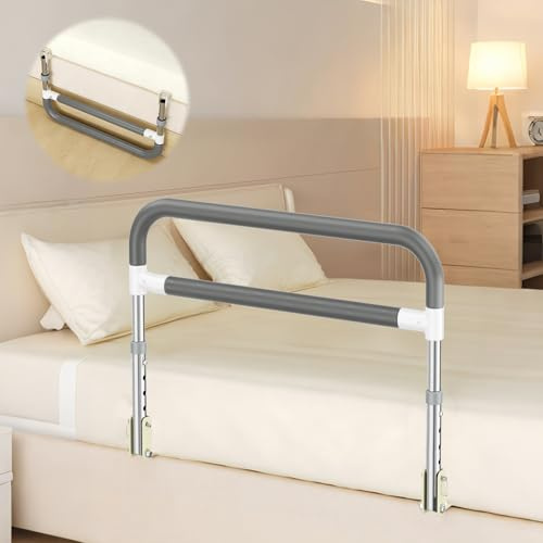 Helangel Adjustable Bed Assist Rail for Elderly, Foldable Bed Rail for Seniors with Press-Button Height Adjustment, Sturdy Safety Bed Handle for Getting In & Out of Bed, Ideal Recovery & Pregnancy Aid