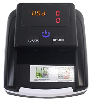 Macchina per contare i soldi, Rilevatore portatile di banconote false in euro e dollari USA, macchina conta-soldi contraffatti, identificazione rapida di denaro contante con display LED(With battery)