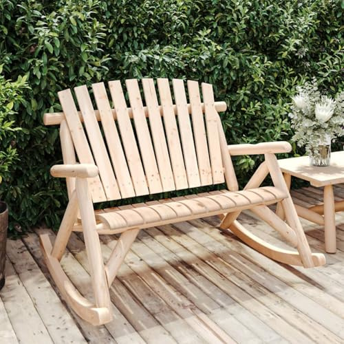 Fecpoo Adirondack-gungbänk med 2 lager av obehandlat granträ, 123 x 96 x 102 cm, för trädgård och balkong