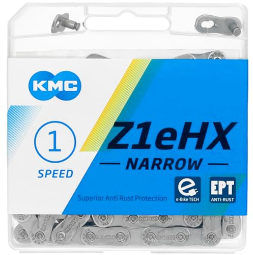 KMC Unisex – Erwachsene Z1eHX Narrow EPT E-Bike 1-Fach Kette 1/2 x3/32, 128 Glieder, Silber
