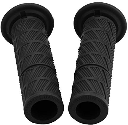 Manopole per manubrio moto, 2 pezzi, 22 mm, in plastica, Unifür Versal Vintage, nero