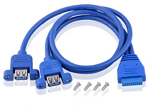 S SIENOC 20-poliger Motherboard-Header-Adapter für 2-Port-USB 3.0-Buchsenadapter-Wandler (20pin zu USB 3.0, Blau)