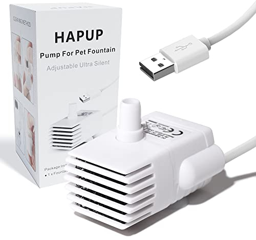 HAPUP Pompa Acqua di Fontana per Gatti DC 5V USB Mini Pompa di Fontanella Gatti Cani Sommergibile Elettrica Super Silenziosa 170 L/H a Basso Consumo con Cavo 1,98 M per Fontanelle per Gatti
