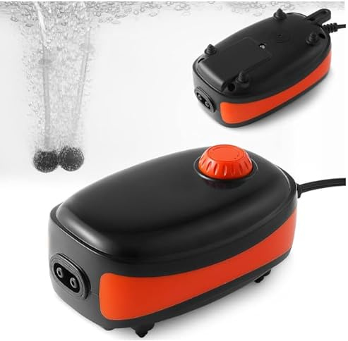 FEDOUR 4W/5W/8W Aquarium Air Pump, 96GPH/160GPH/256GPH Dual Outlets 4 Outlets Oxygen Pump, Ultra Quiet Aquarium Bubbler for up to 300 Gallon Fish and Turtle Tank (5W for up to 200gallon)