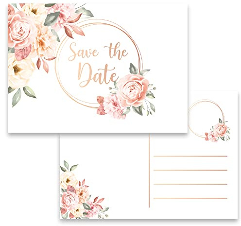 E&G Klasse 10x Save the Date Einladungskarten Rosen Aquarell Postkarte Postkarten 2 Seitig Einladung Party Geburtstag elegant Hochzeit Jubiläum 20 30 40 50 60 70 80