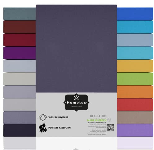 Hometex Premium Textiles Boxspringbett Spannbettlaken Spannbetttuch bis 36 cm Steghöhe | Bettlaken Jersey aus 100% Baumwolle für Wasserbetten | Oeko-TEX® Made IN Green | 180-200x200-220 cm Türkis