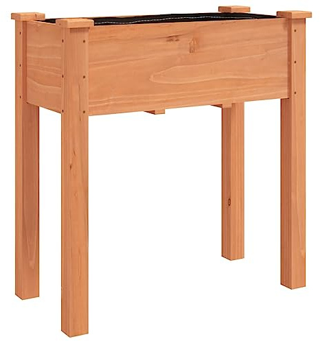 vidaXL Odlingslåda med foder brun 71x37x76 cm massivt granträ, blomlåda, upphöjd odlingslåda, massivt trä odlingslåda, blomlådor, hög odlingslåda