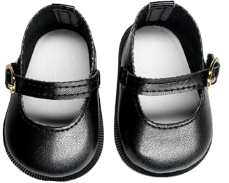 18 American Doll Shoes- Mary Jane Matte Black, Red, White, Pink, Shiny Black Shoe (18 Doll, Matte Black)